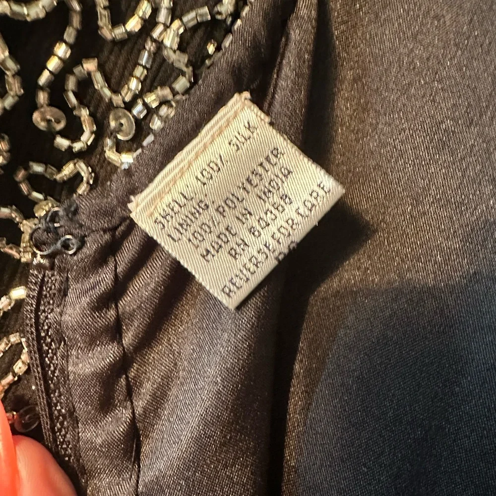 Rare vintage evening formal gown bead and sequin with slit elegant - Picture 6 of 8